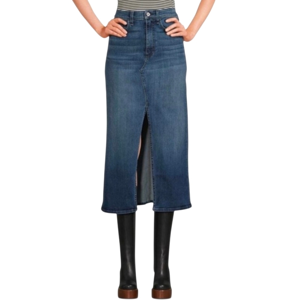 Rag & Bone Medium Wash The Clare Midi Denim Skirt - Size 34